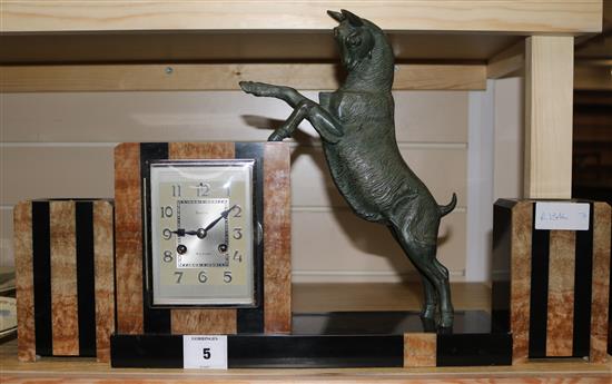 An Art Deco figural clock set